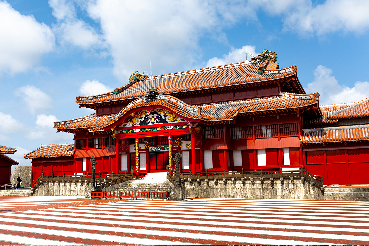 A close up photo of Shurijo Castle in Okinawa.