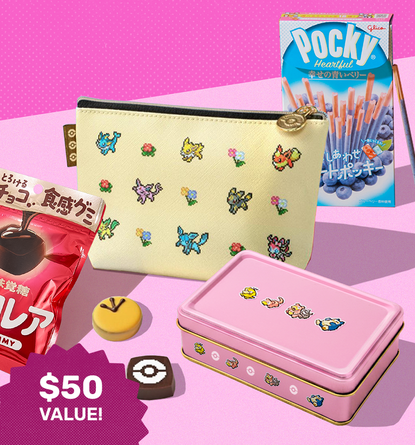 Pokemon chocolates and sweet treats on pink background 