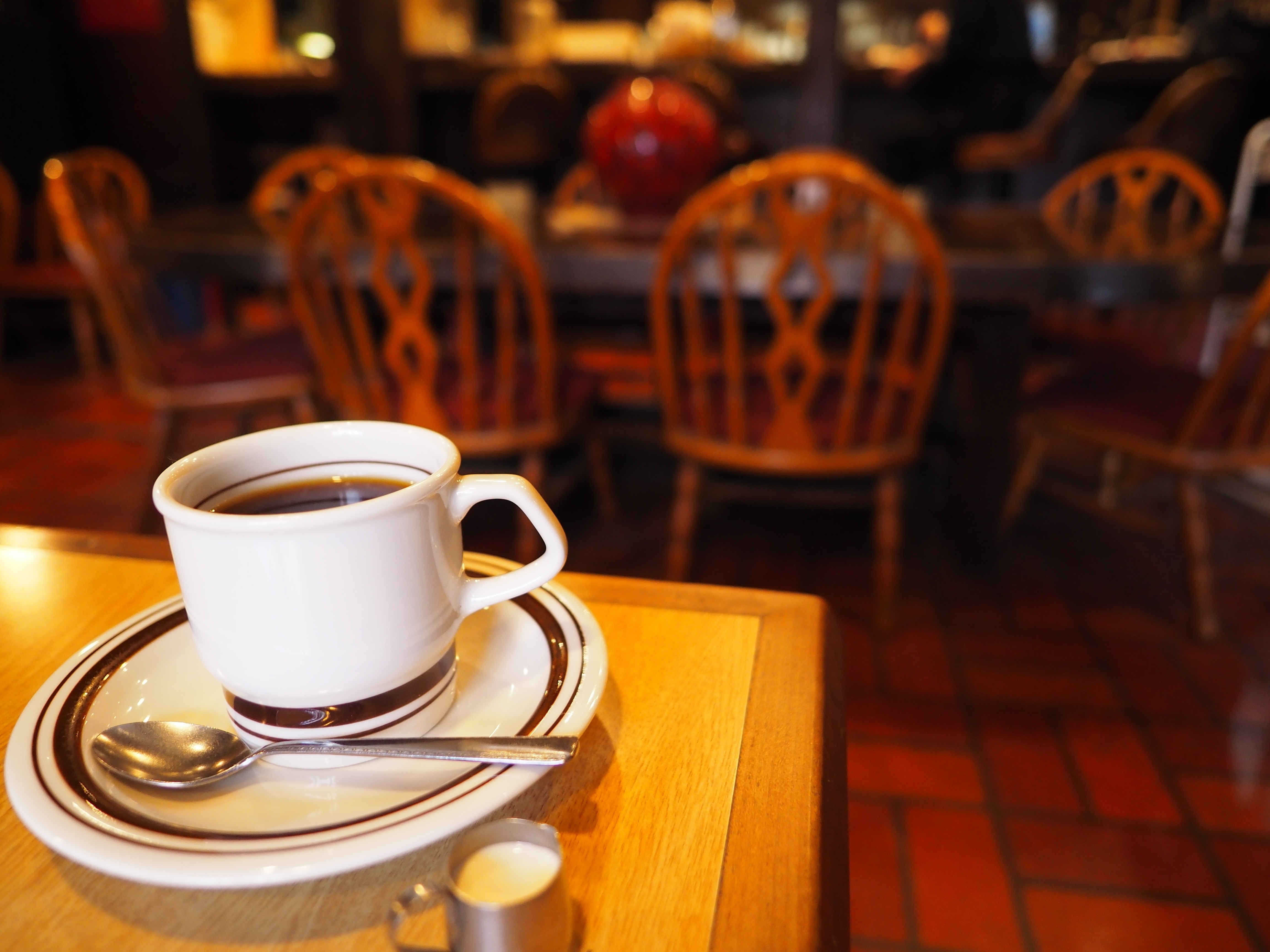 Cup of coffee in old-school style Japanese kissaten 
