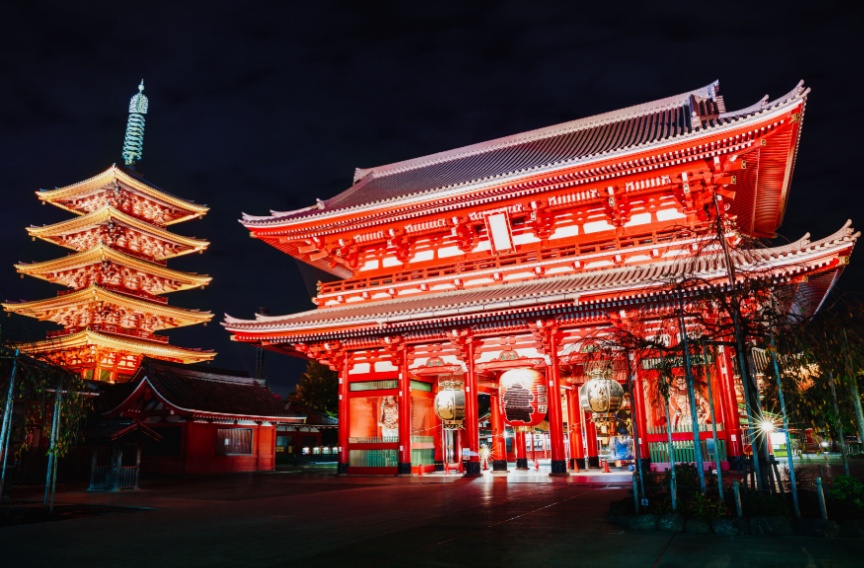 Asakusa Sensoji temple at night