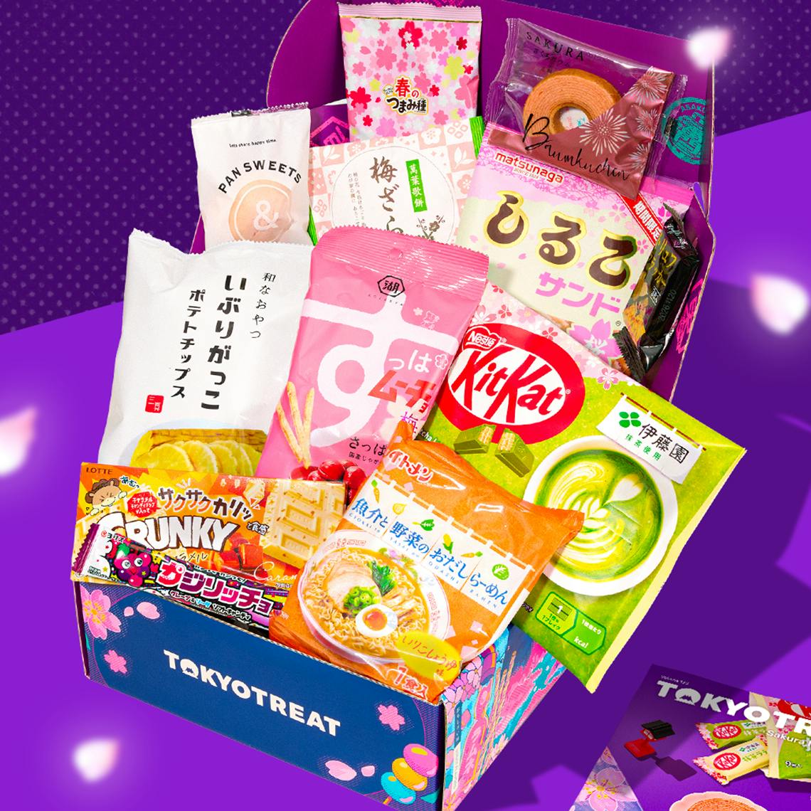 TokyoTreat box with sakura snacks inside