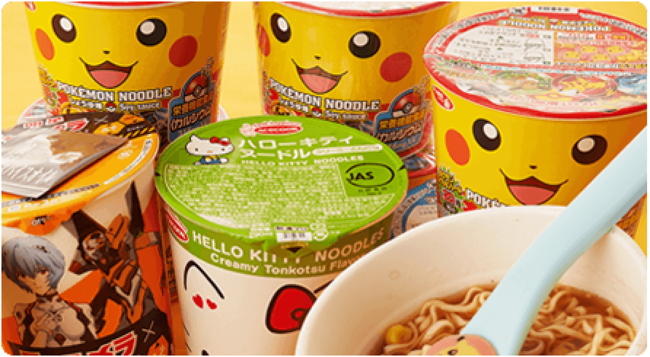 Instant Ramen Anime collaboration with Pokemon, Hello Kitty, and Evangelion